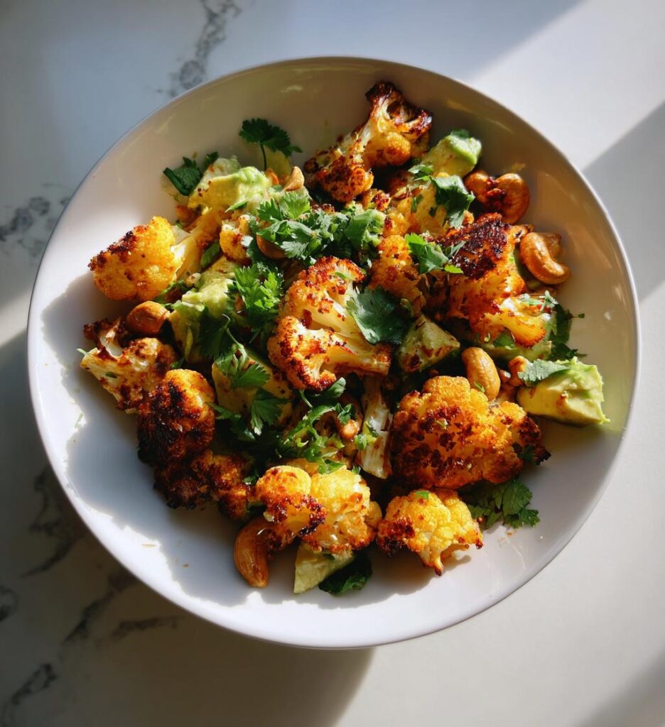 salade de chou fleur roti avocat noix cajou