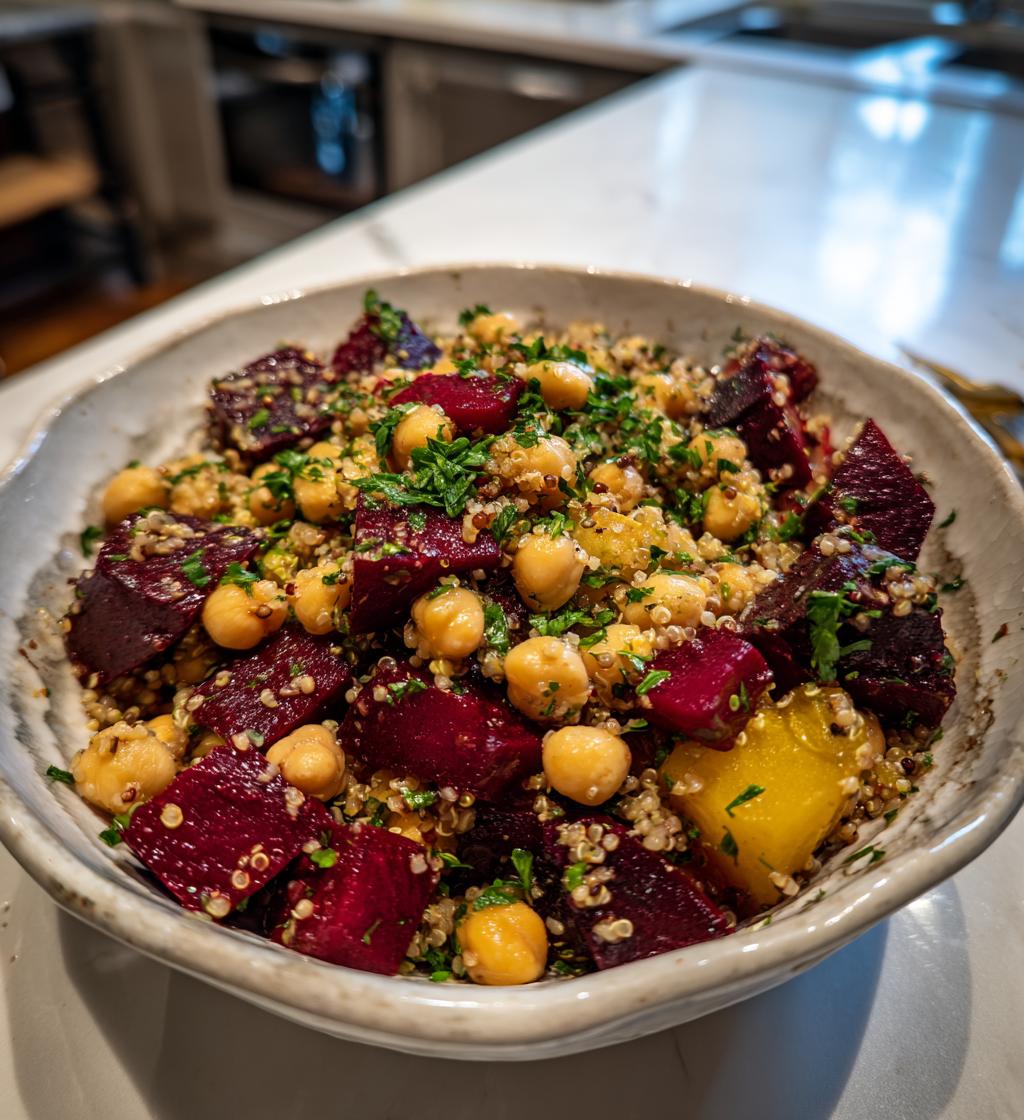 salade de quinoa pois chiches et betteraves