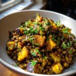 salade tiede de lentilles aubergine rotie