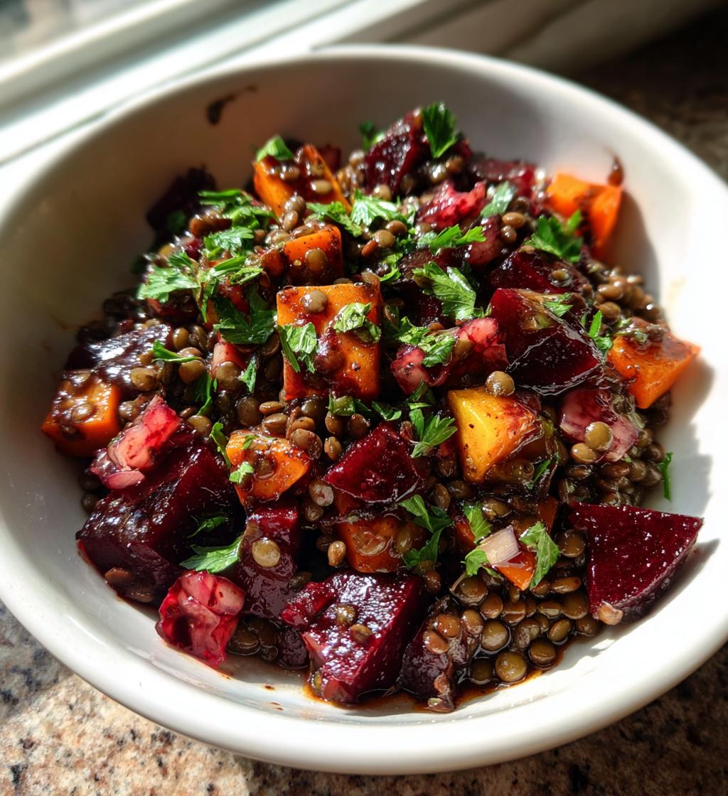 salade tiede de lentilles betteraves roties