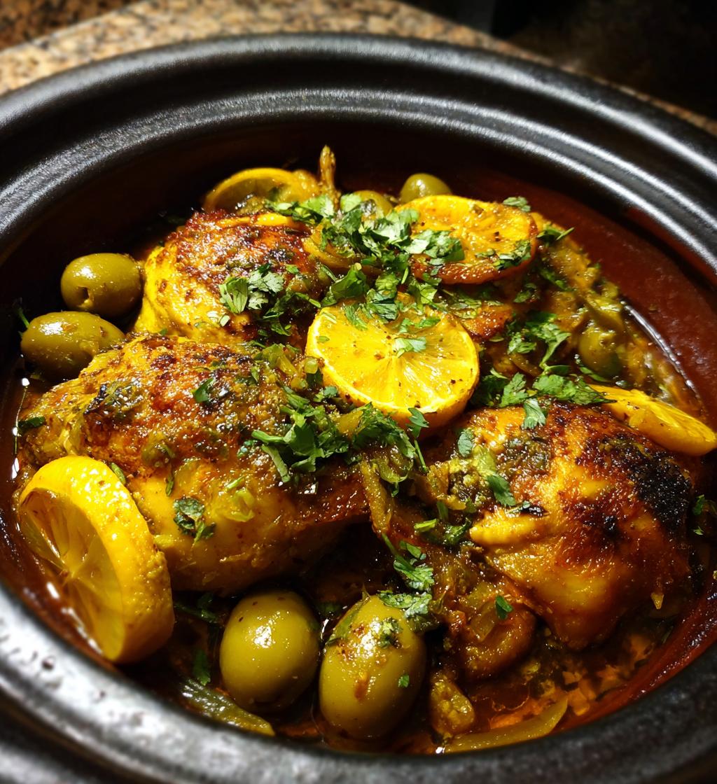 tagine de poulet aux citrons confits olives