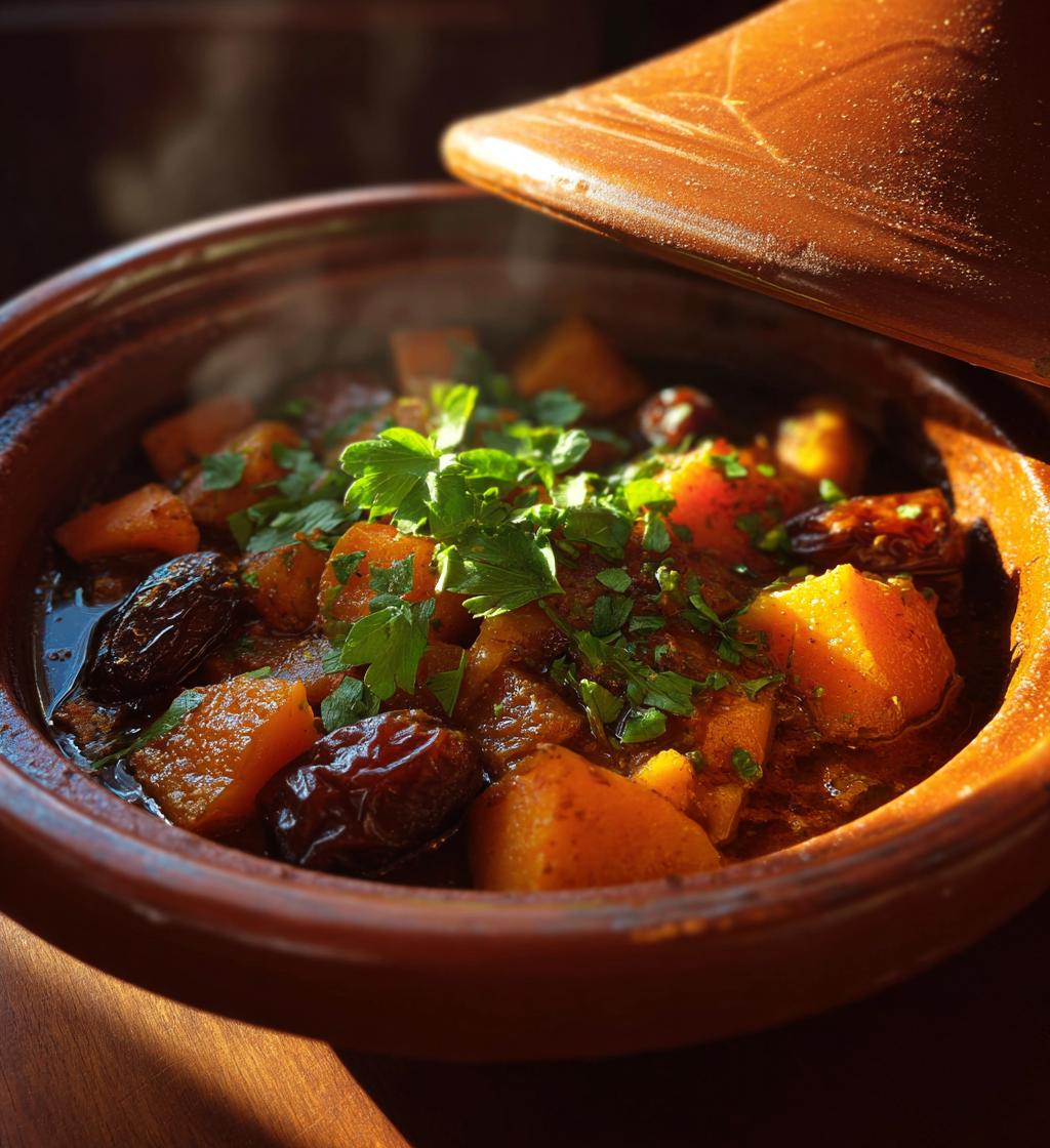 tajine automnal de courge patate douce datte