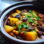 tajine de courge pois chiches et fruits secs