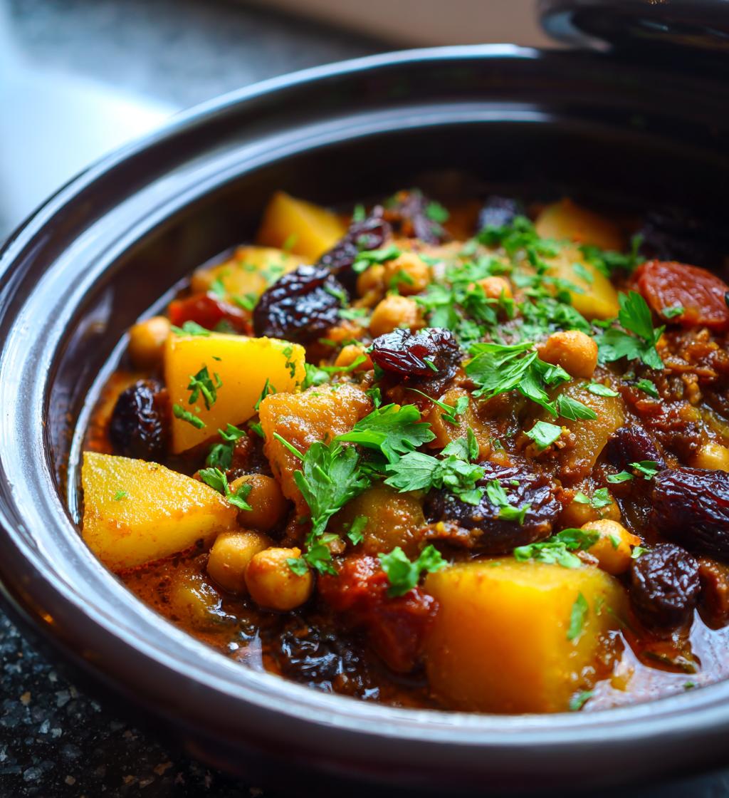 tajine de courge pois chiches et fruits secs