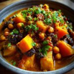 tajine de courge pruneaux et pois chiches