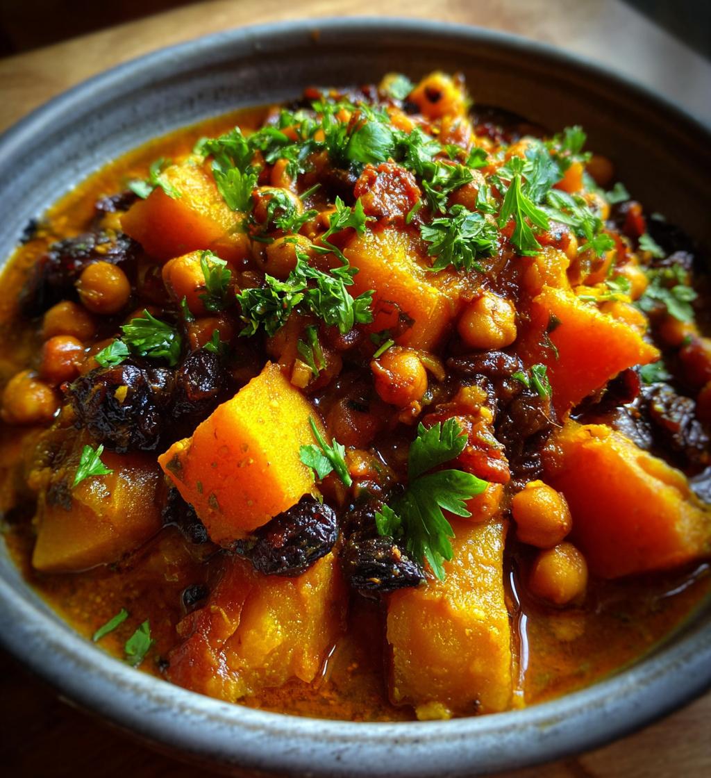 tajine de courge pruneaux et pois chiches