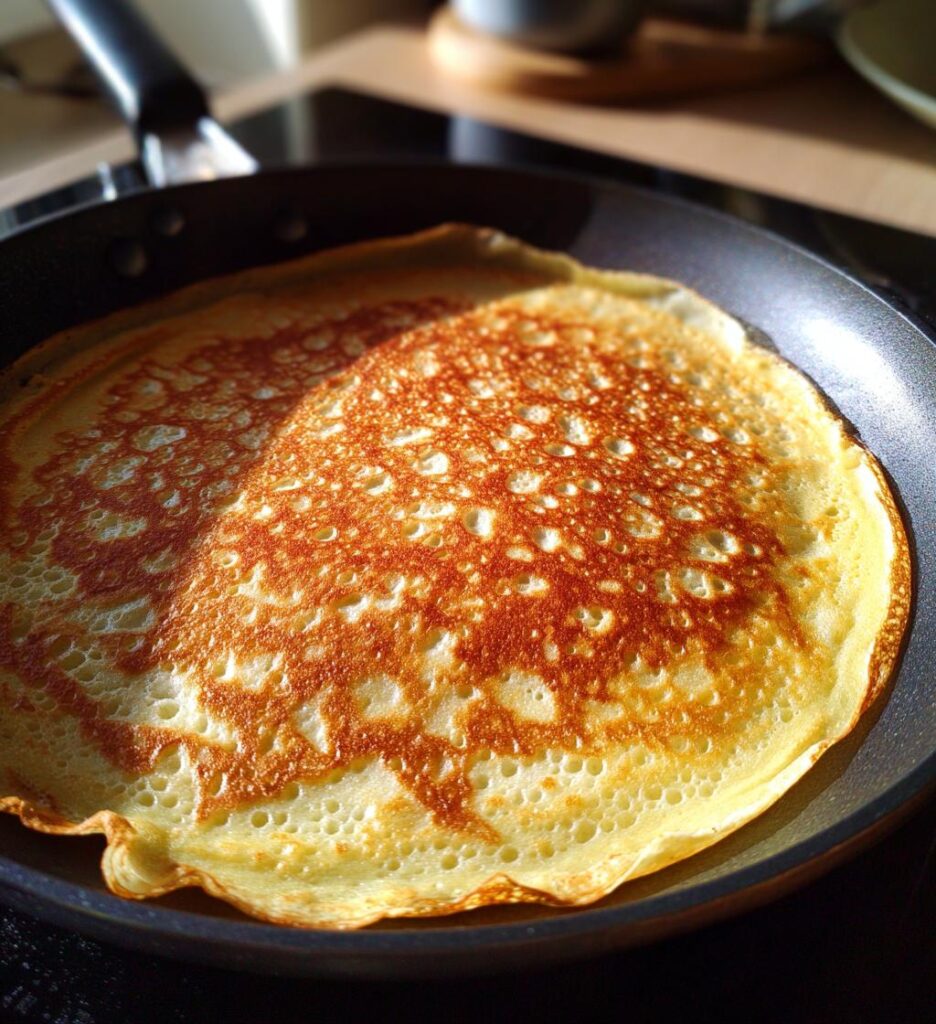 homemade crepes on stove