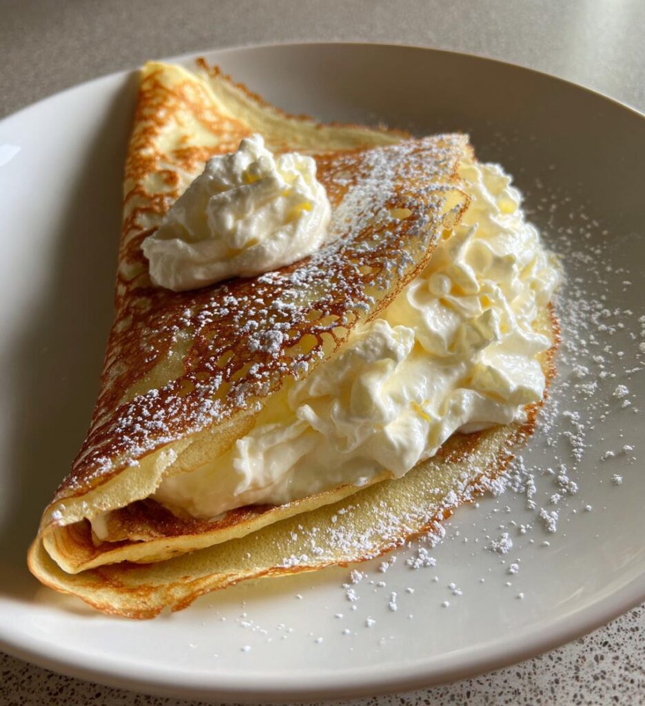 homemade crepes with cream