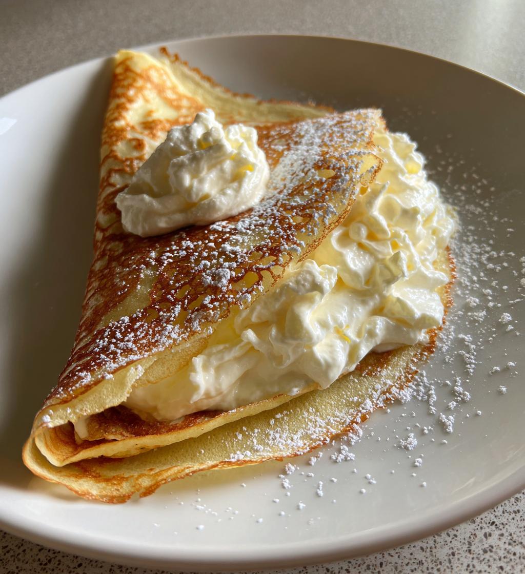 homemade crepes with cream