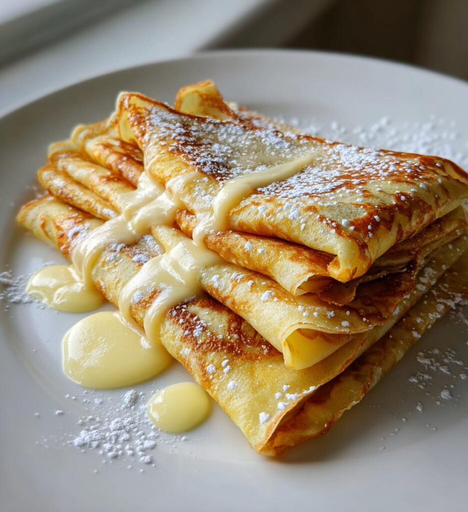 homemade crepes with sauce