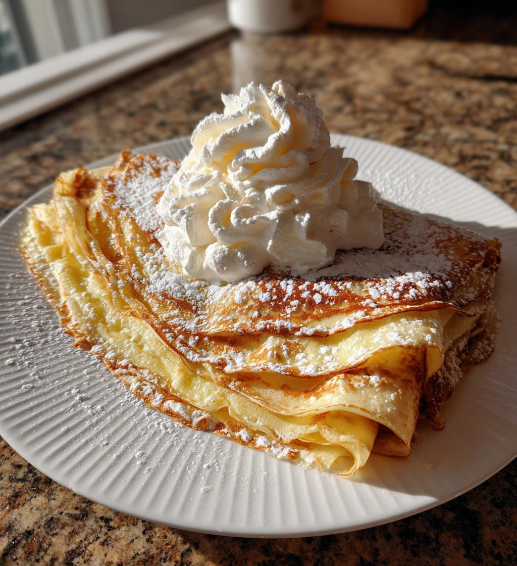 homemade crepes with whipped cream